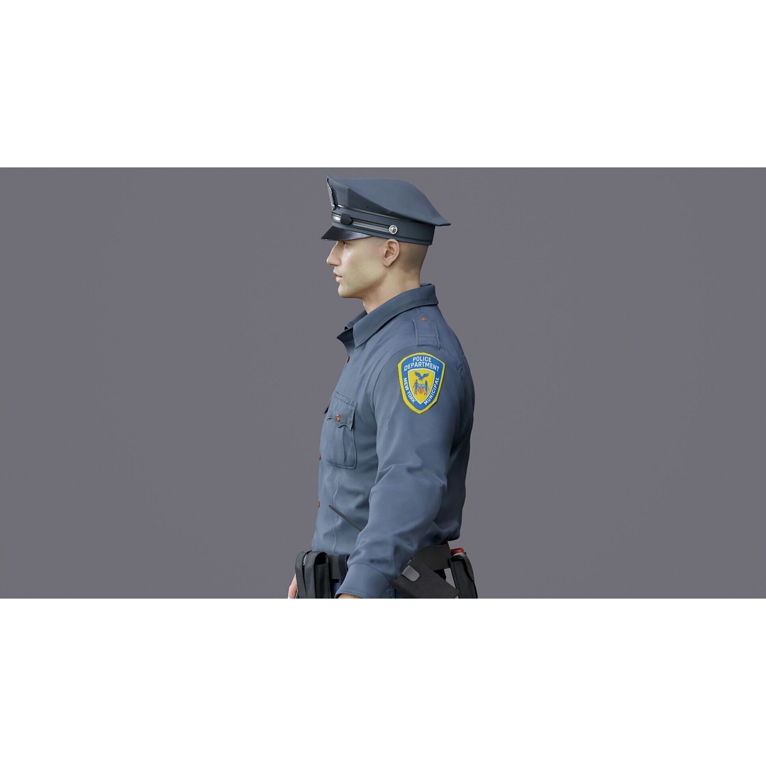 Rigged Police Officer 3D Model – Low Poly Character for Games, FBX - View 45