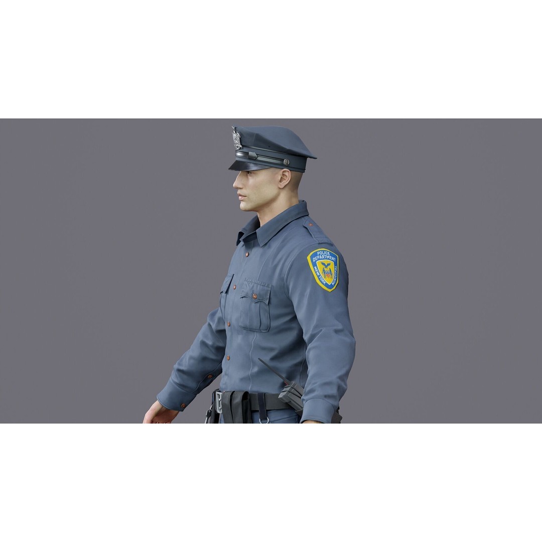 Rigged Police Officer 3D Model – Low Poly Character for Games, FBX - View 46
