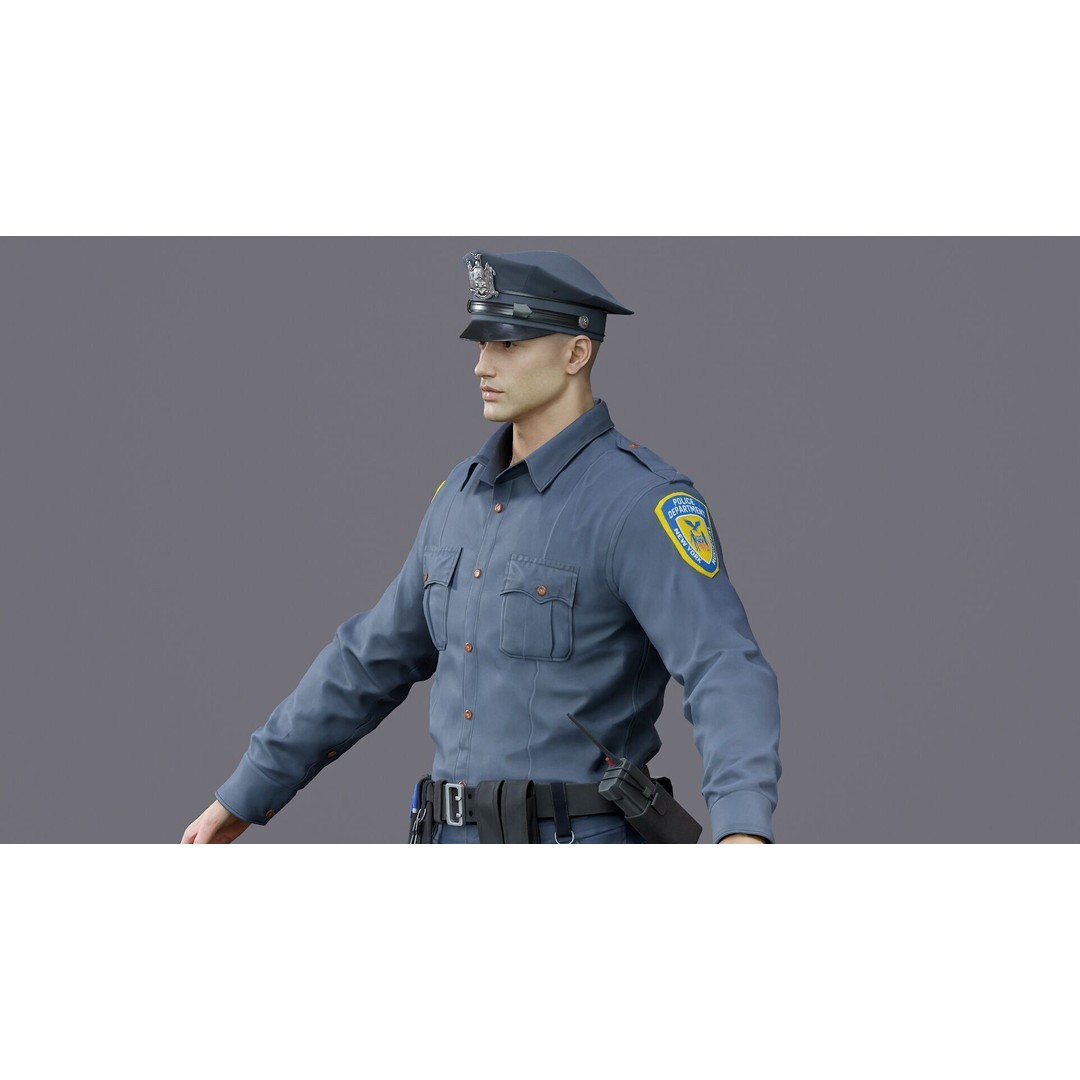 Rigged Police Officer 3D Model – Low Poly Character for Games, FBX - View 47