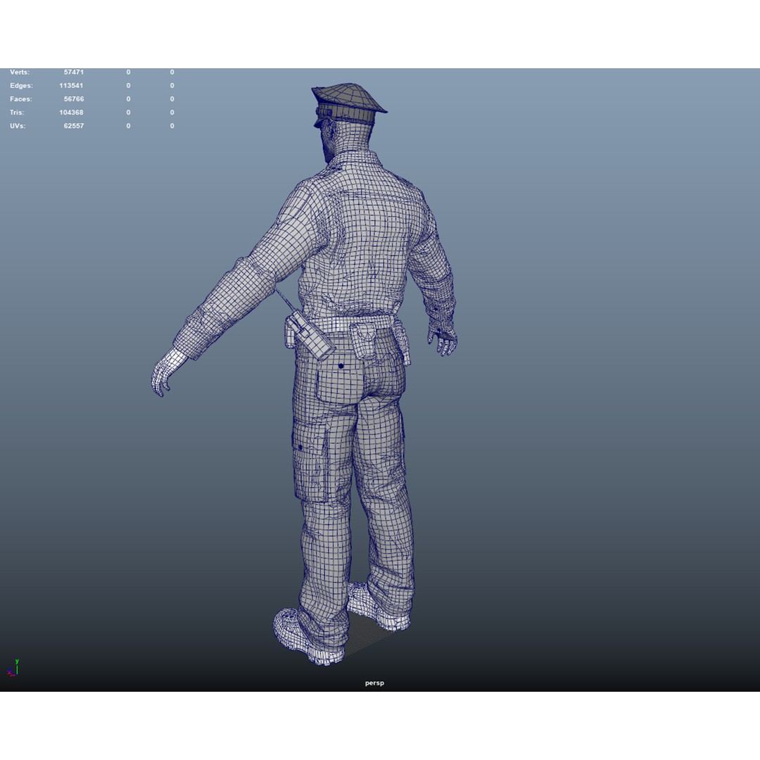 Rigged Police Officer 3D Model – Low Poly Character for Games, FBX - View 5