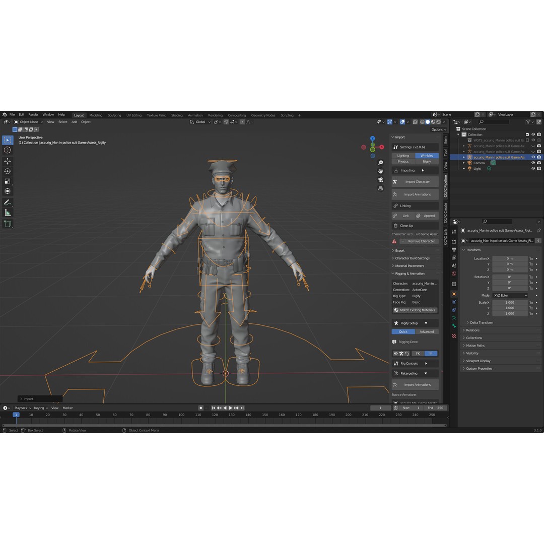 Rigged Police Officer 3D Model – Low Poly Character for Games, FBX - View 6