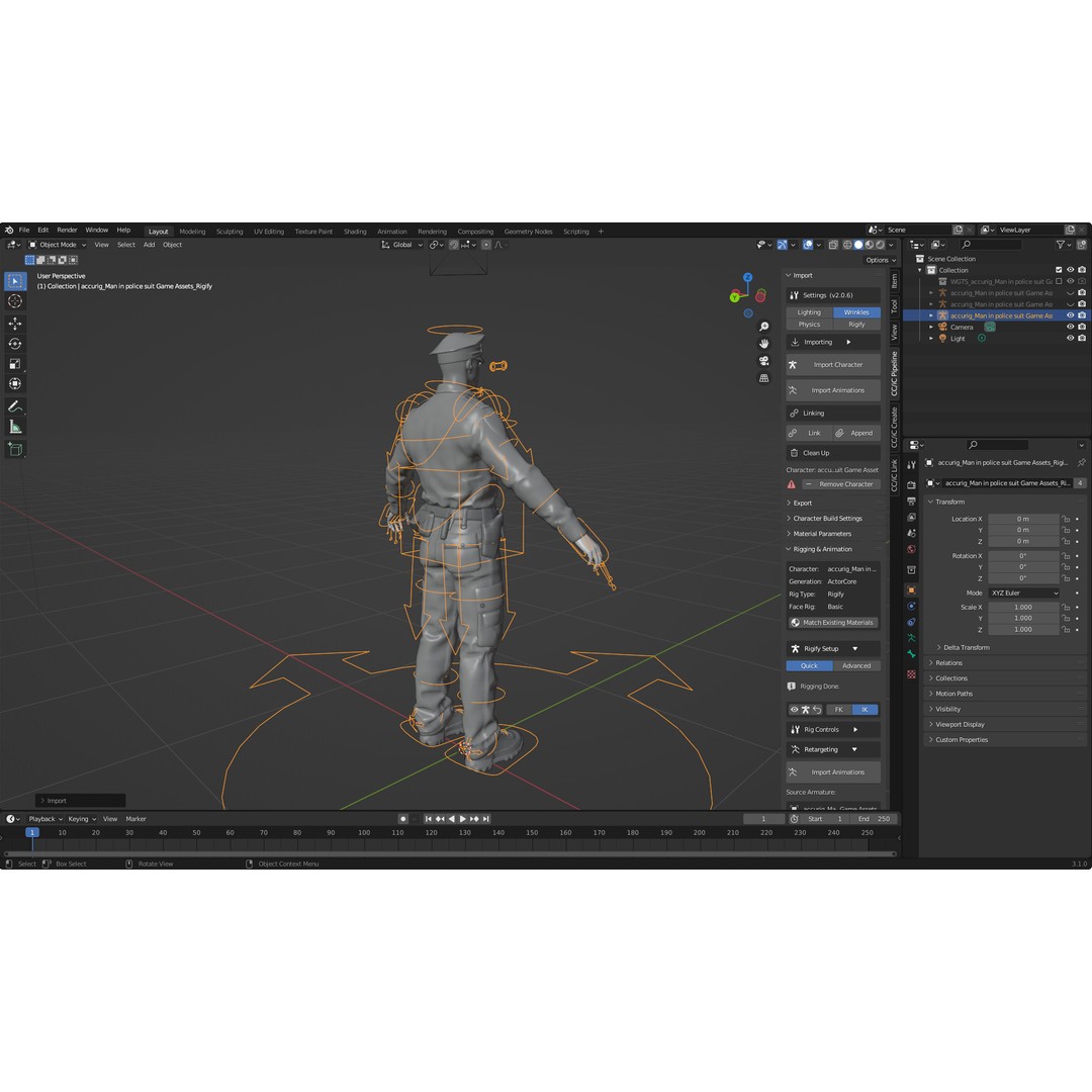 Rigged Police Officer 3D Model – Low Poly Character for Games, FBX - View 7