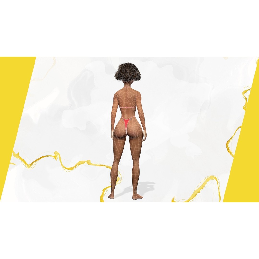 Afro American Female Character 3D Model – Low Poly Toon Design, Rigged