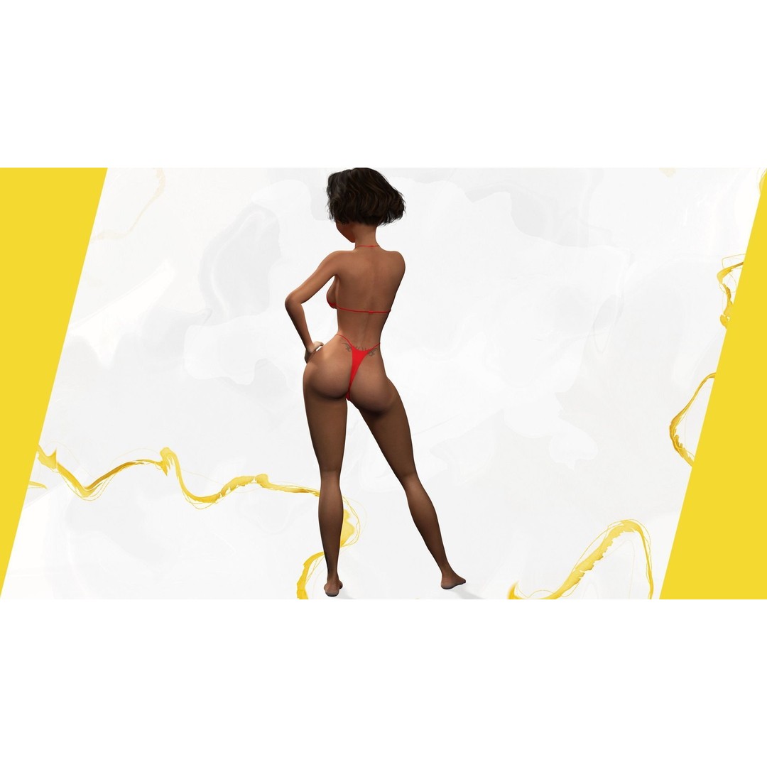 Afro American Female Character 3D Model – Low Poly Toon Design, Rigged - View 13