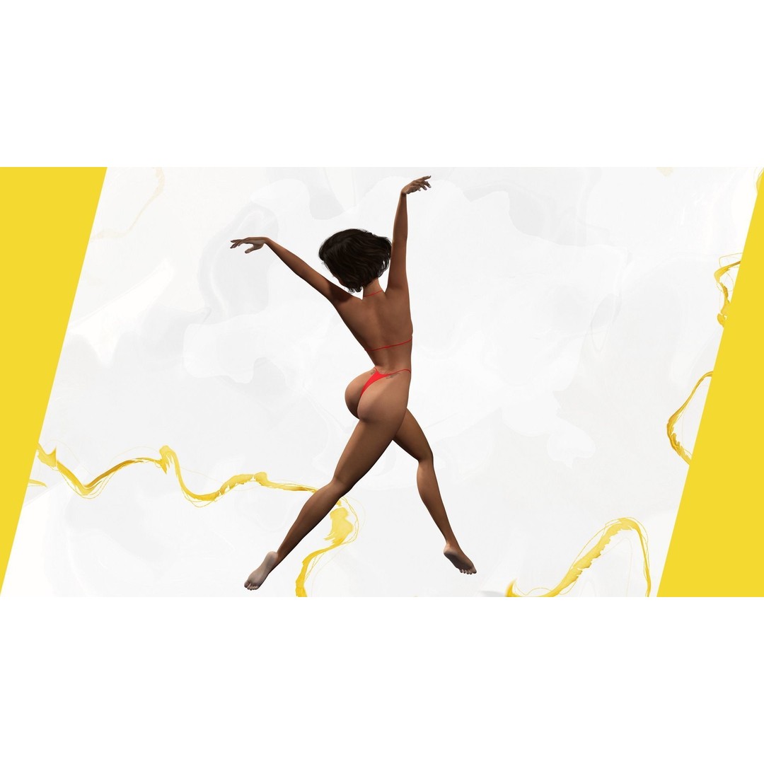 Afro American Female Character 3D Model – Low Poly Toon Design, Rigged - View 15