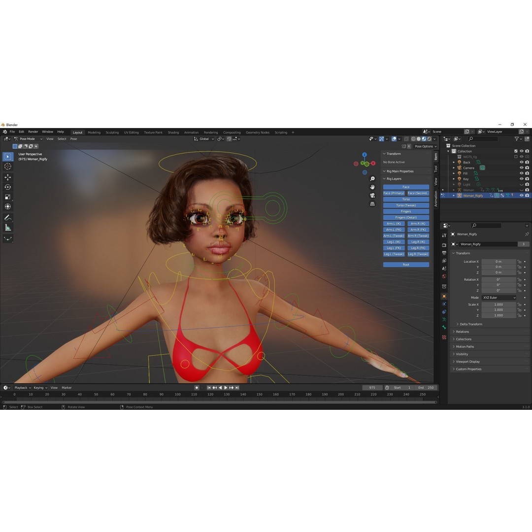 Afro American Female Character 3D Model – Low Poly Toon Design, Rigged - View 20