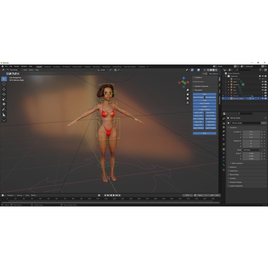 Afro American Female Character 3D Model – Low Poly Toon Design, Rigged - View 21