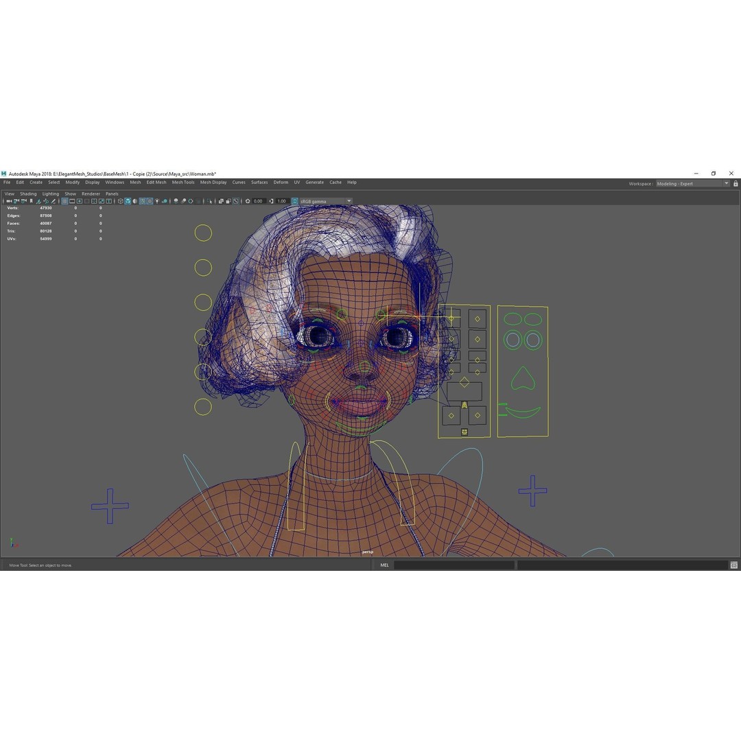 Afro American Female Character 3D Model – Low Poly Toon Design, Rigged - View 24