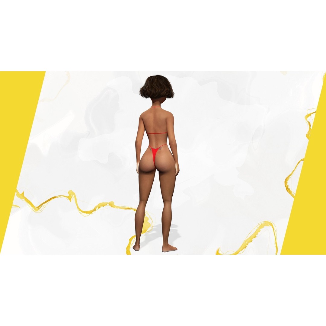 Afro American Female Character 3D Model – Low Poly Toon Design, Rigged - View 5