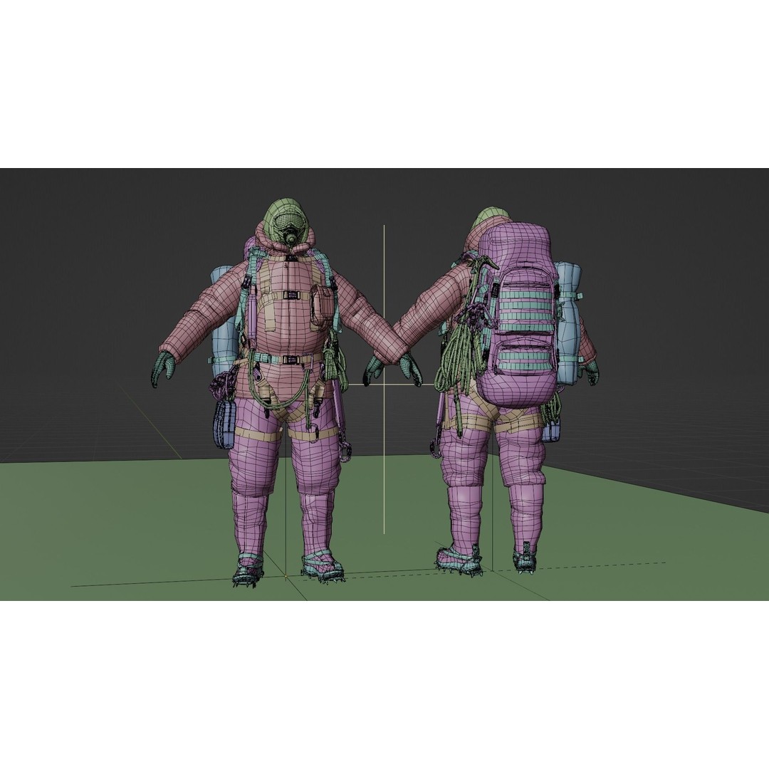 Explorer Mountain Climber 3D Model – Low Poly Character with PBR Textures - View 16