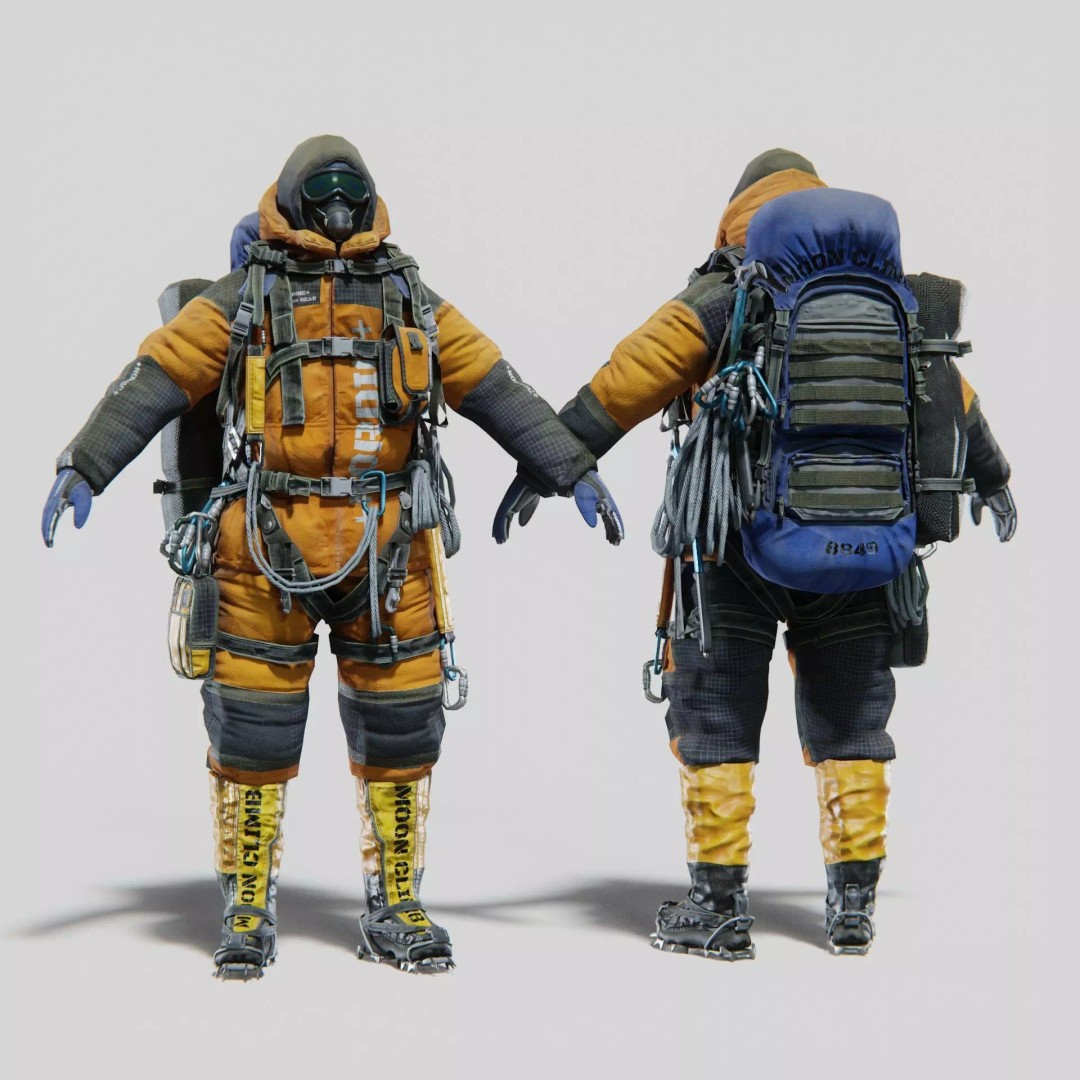 Explorer Mountain Climber 3D Model – Low Poly Character with PBR Textures - View 2