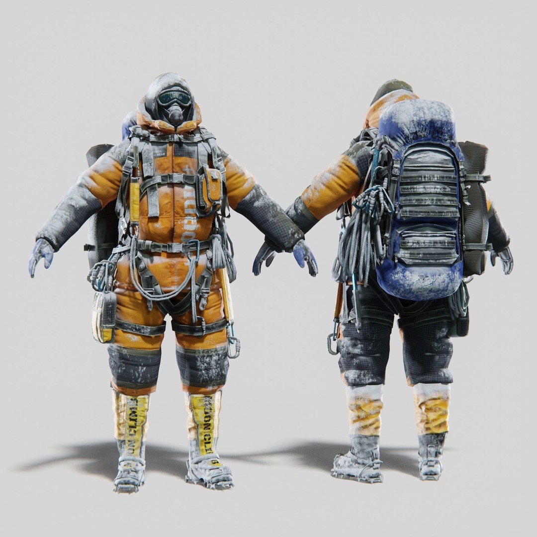 Explorer Mountain Climber 3D Model – Low Poly Character with PBR Textures - View 3