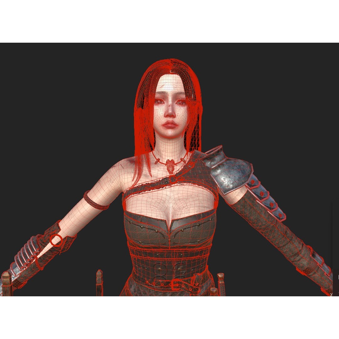 Warrior Woman 3D Model – Low Poly Game Ready Character, FBX
