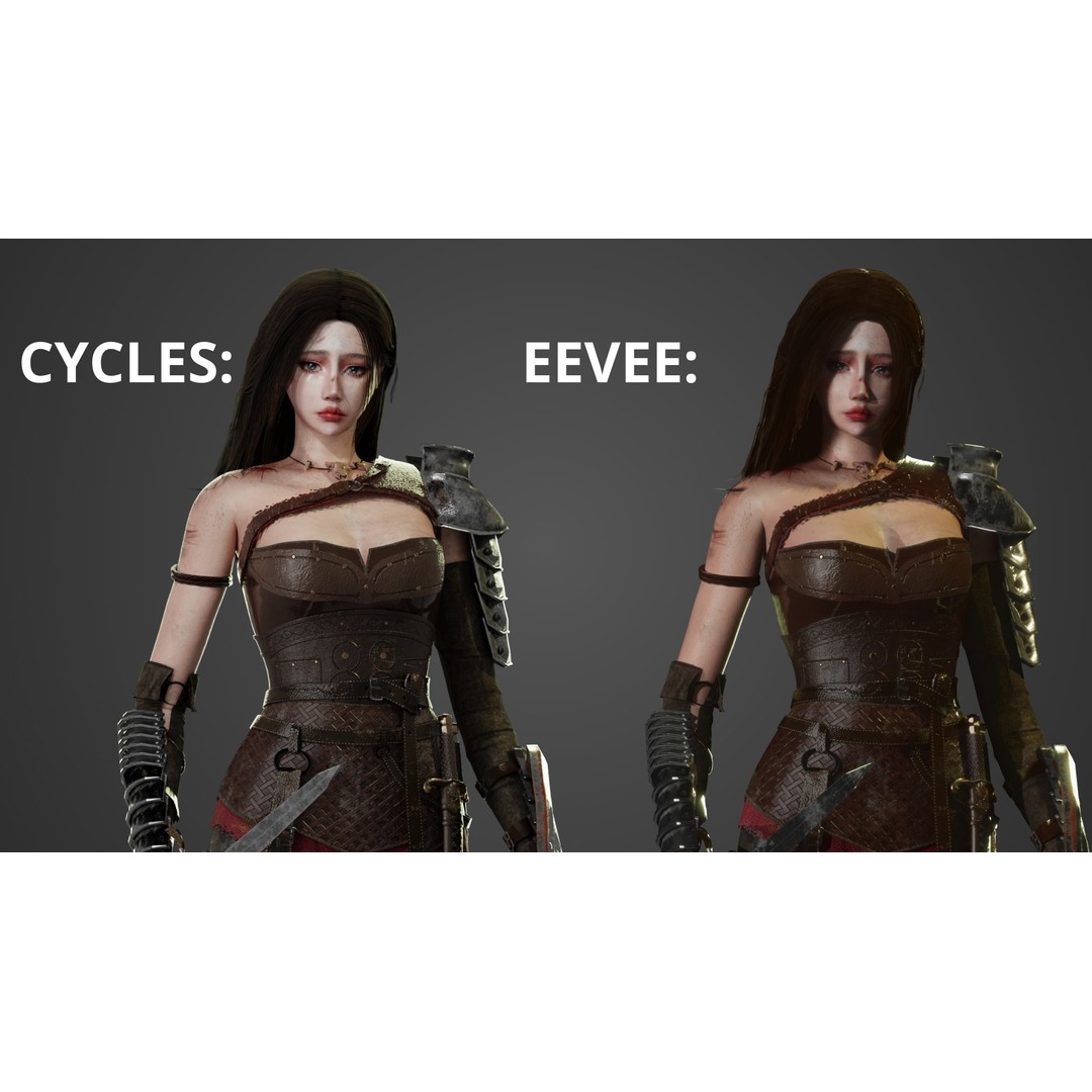 Warrior Woman 3D Model – Low Poly Game Ready Character, FBX - View 4