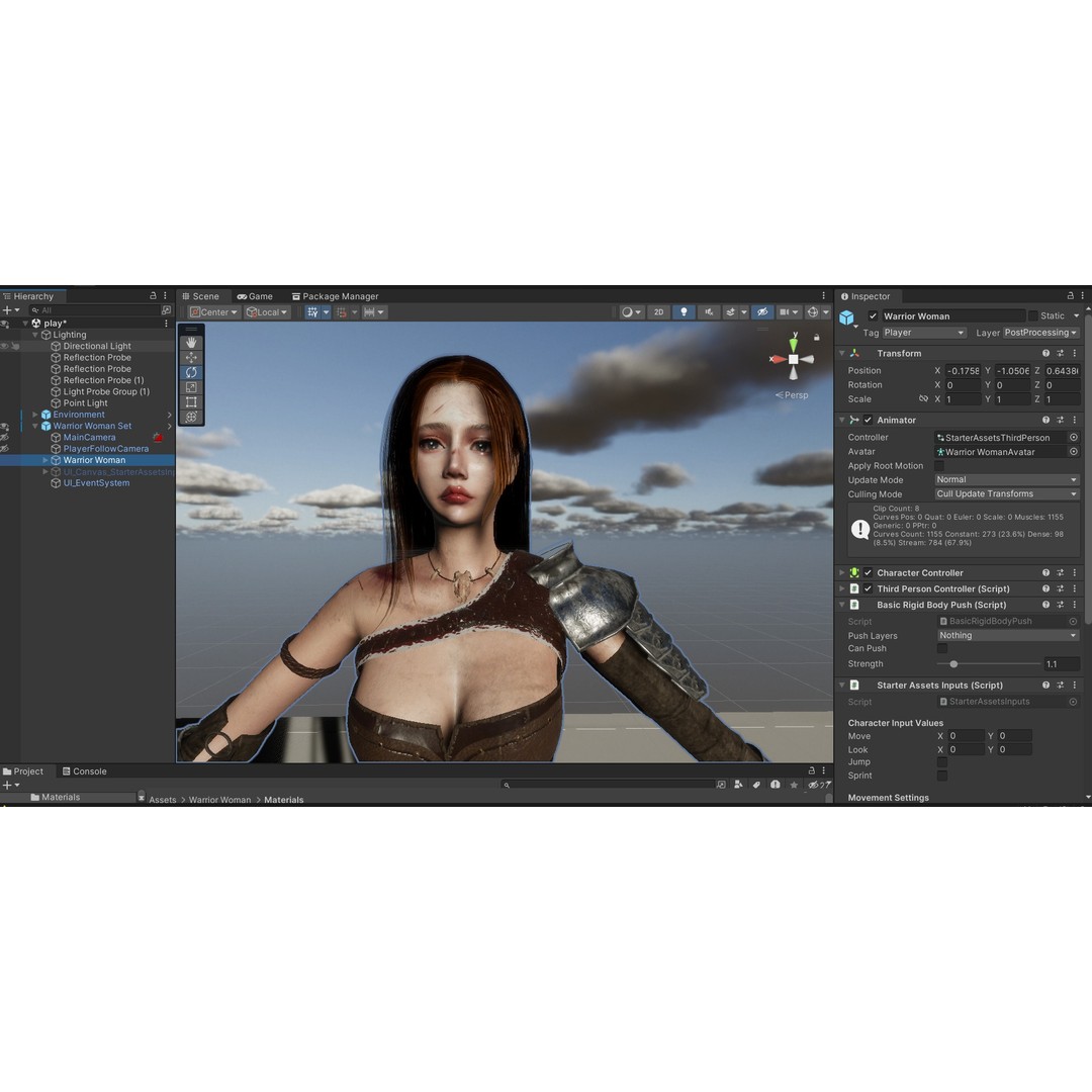 Warrior Woman 3D Model – Low Poly Game Ready Character, FBX - View 9