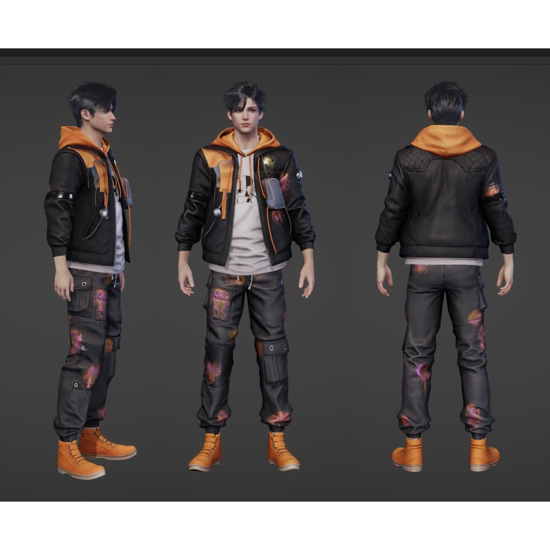 Rigged Techwear Man 3D Model – Low Poly Sci-Fi Character, FBX