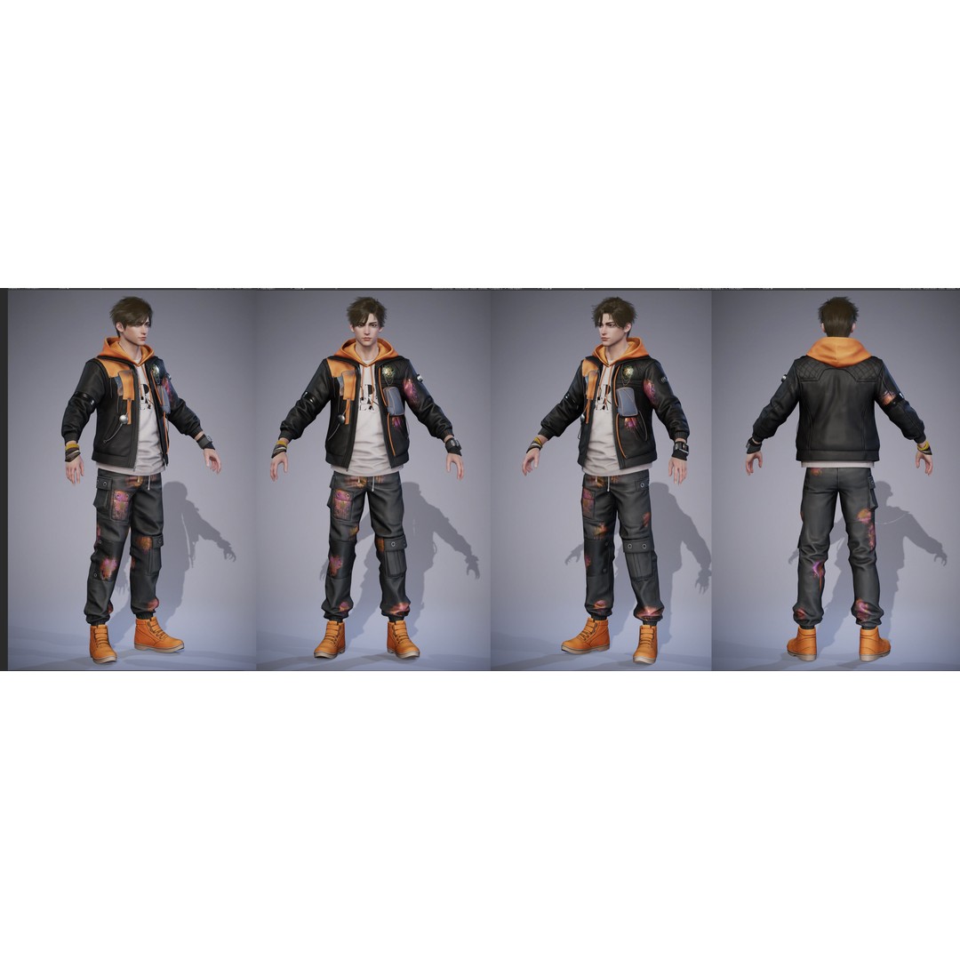 Rigged Techwear Man 3D Model – Low Poly Sci-Fi Character, FBX - View 11