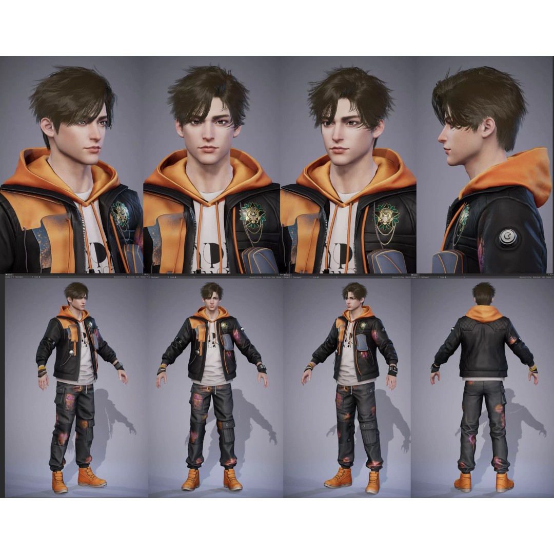 Rigged Techwear Man 3D Model – Low Poly Sci-Fi Character, FBX - View 2