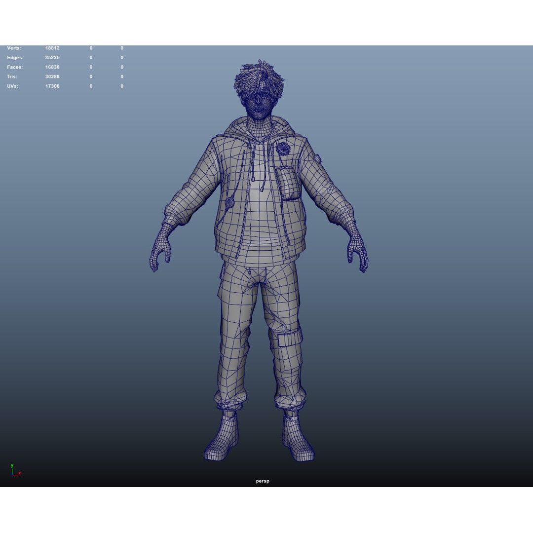 Rigged Techwear Man 3D Model – Low Poly Sci-Fi Character, FBX - View 4