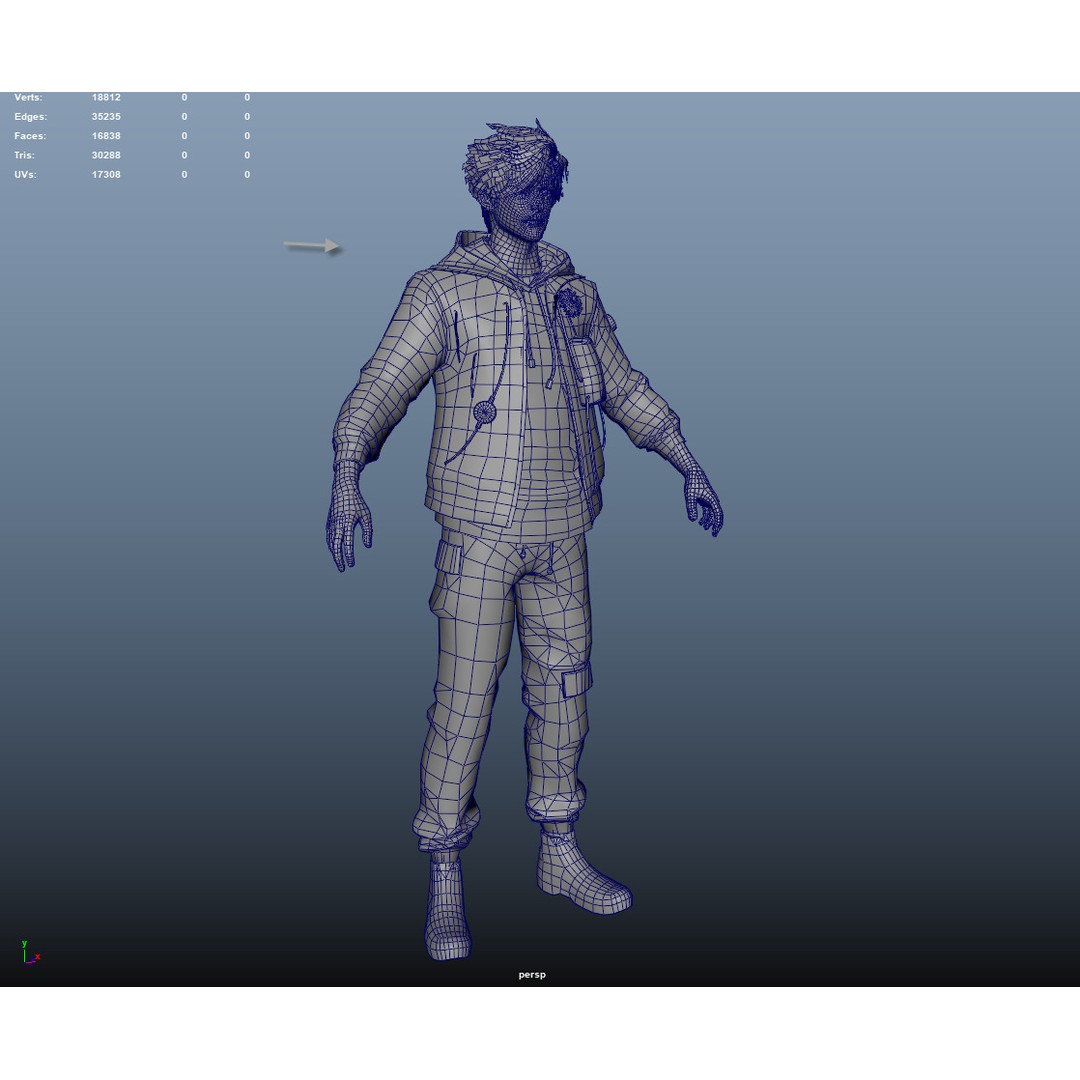 Rigged Techwear Man 3D Model – Low Poly Sci-Fi Character, FBX - View 5