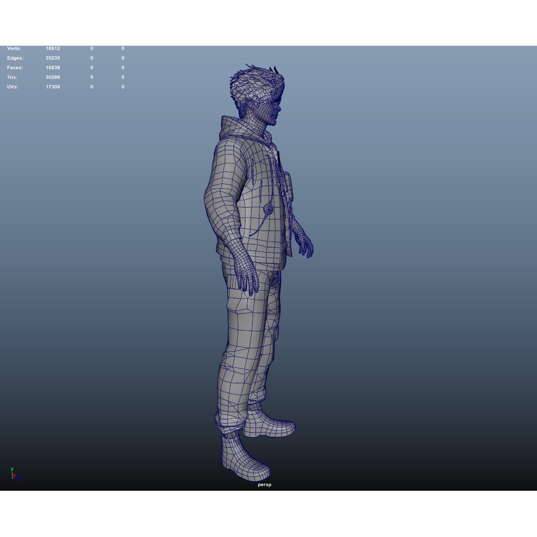 Rigged Techwear Man 3D Model – Low Poly Sci-Fi Character, FBX - View 6