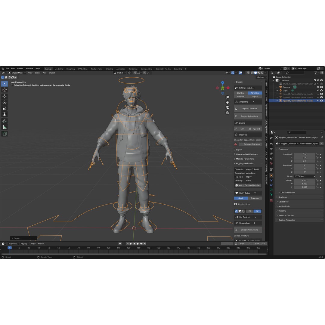 Rigged Techwear Man 3D Model – Low Poly Sci-Fi Character, FBX - View 9
