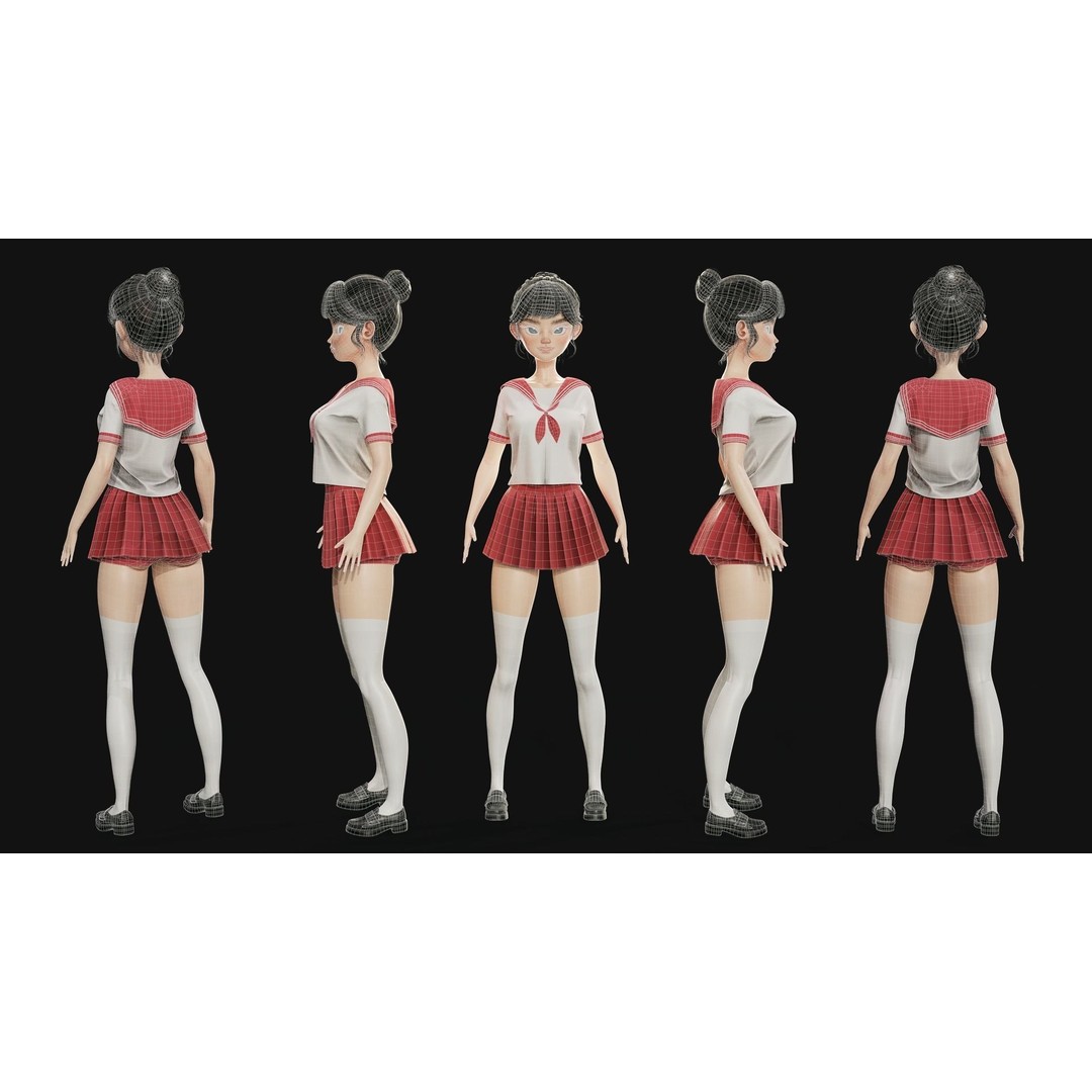 Eika 3D Model – Game-Ready Low-Poly Character with Customization - View 10