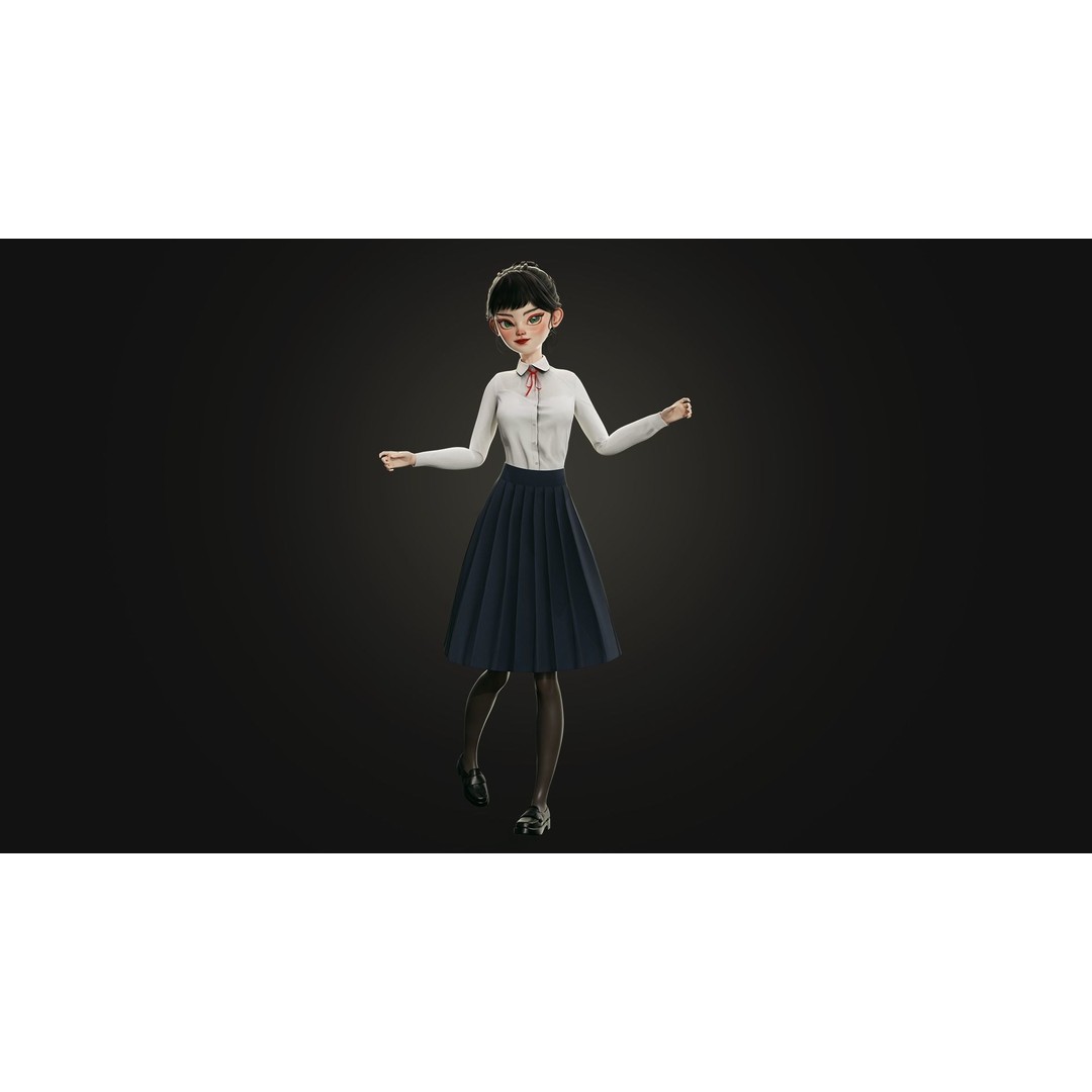 Eika 3D Model – Game-Ready Low-Poly Character with Customization - View 11