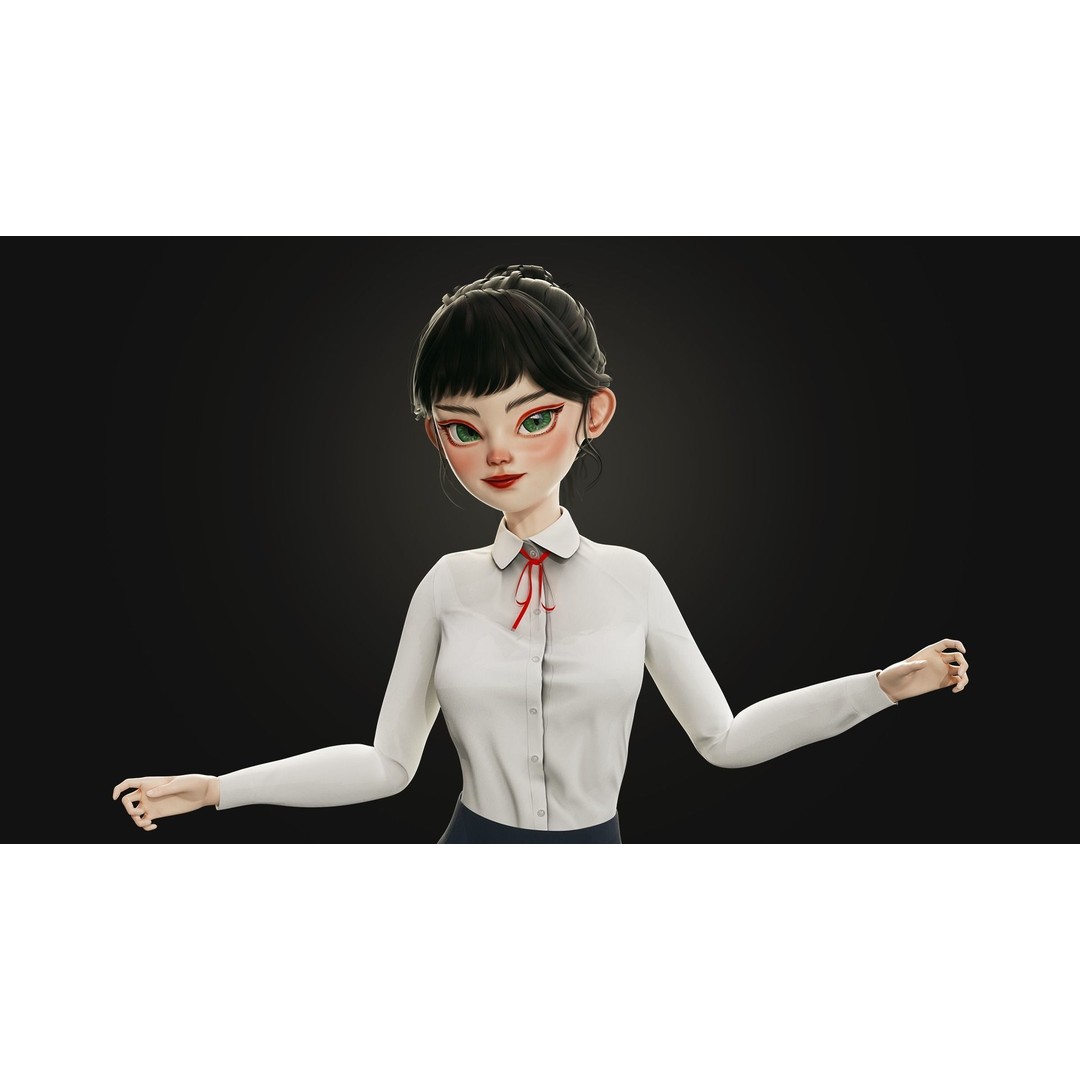 Eika 3D Model – Game-Ready Low-Poly Character with Customization - View 12
