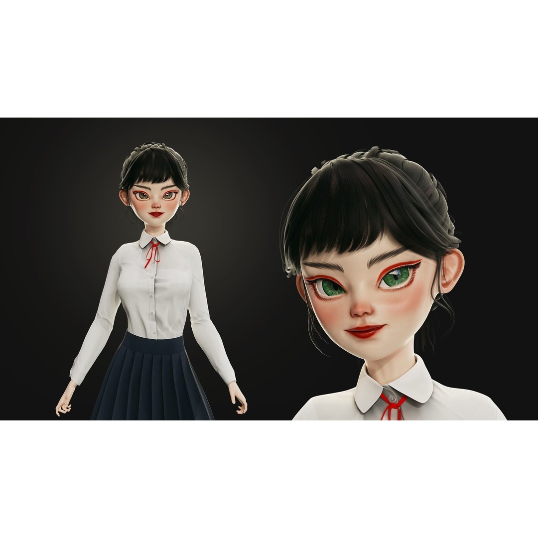 Eika 3D Model – Game-Ready Low-Poly Character with Customization - View 13