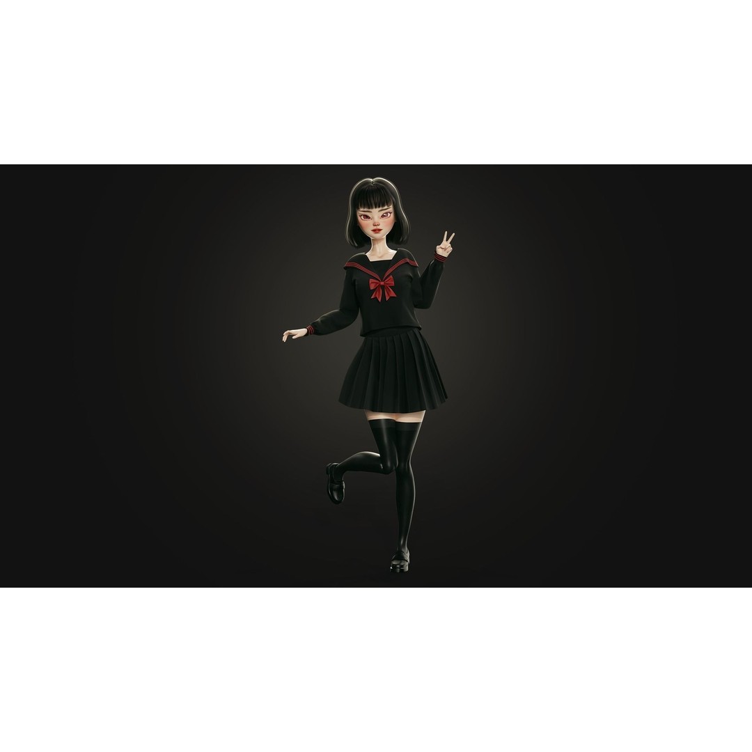 Eika 3D Model – Game-Ready Low-Poly Character with Customization - View 14