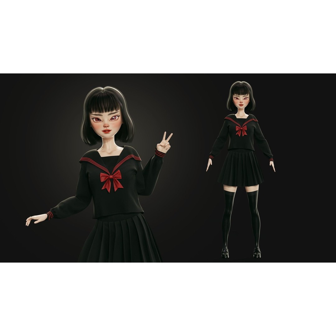 Eika 3D Model – Game-Ready Low-Poly Character with Customization - View 15