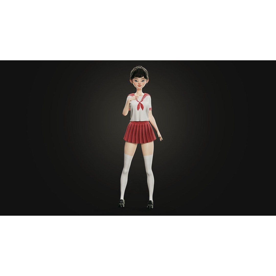 Eika 3D Model – Game-Ready Low-Poly Character with Customization - View 16