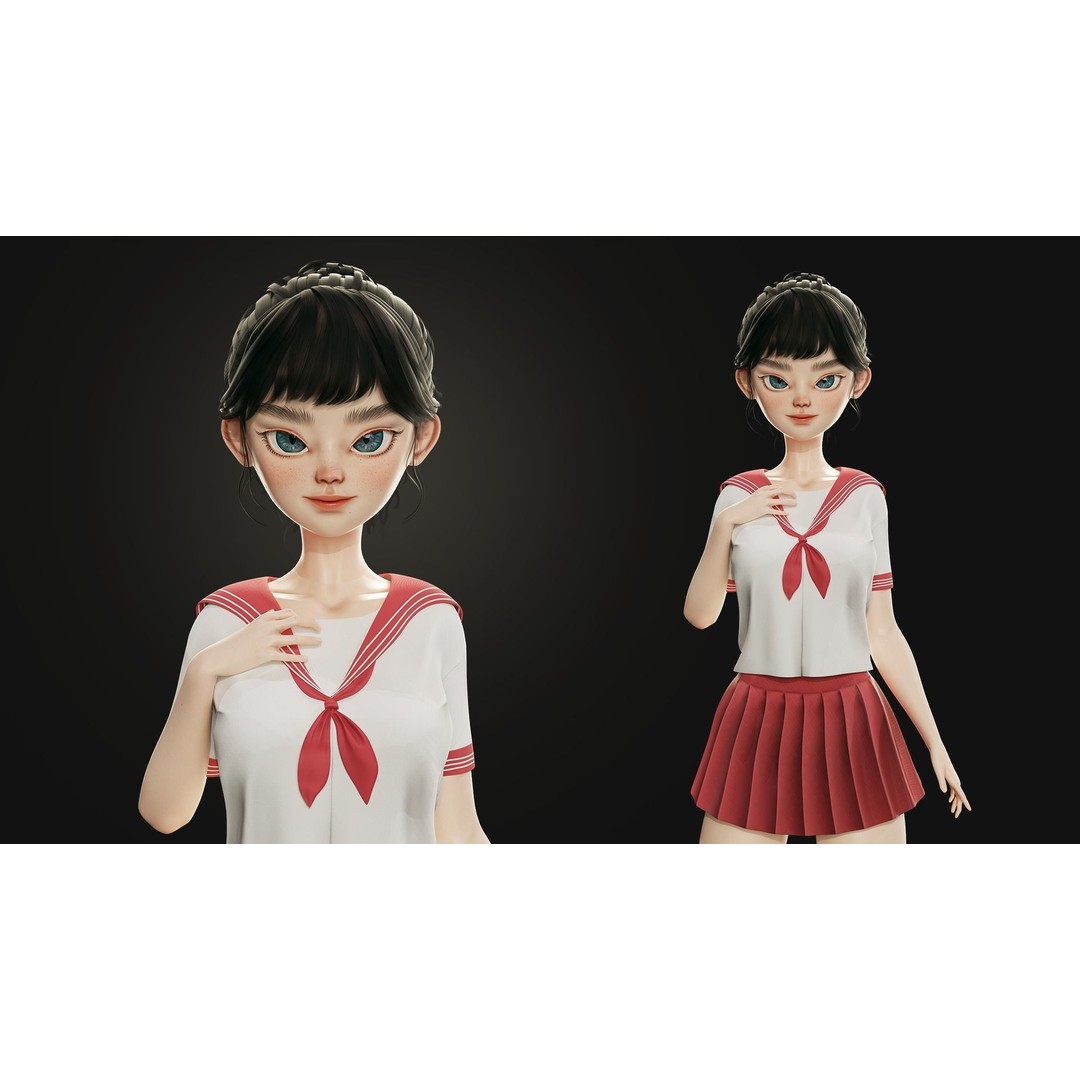 Eika 3D Model – Game-Ready Low-Poly Character with Customization - View 17
