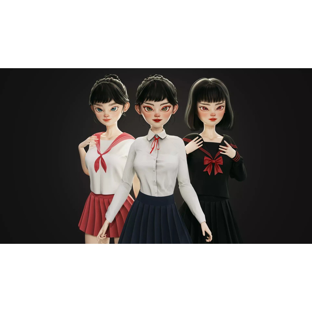 Eika 3D Model – Game-Ready Low-Poly Character with Customization - View 2