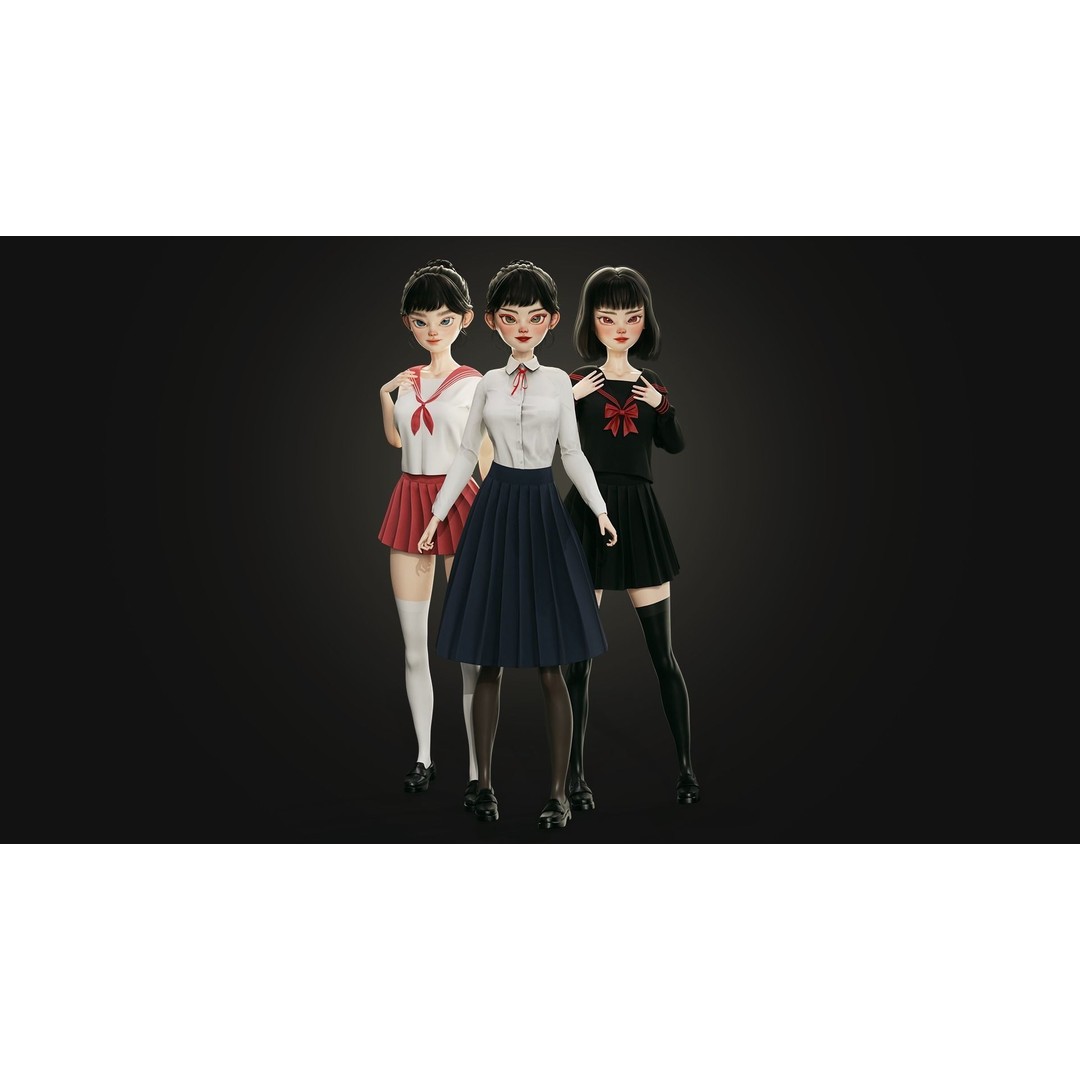Eika 3D Model – Game-Ready Low-Poly Character with Customization - View 3