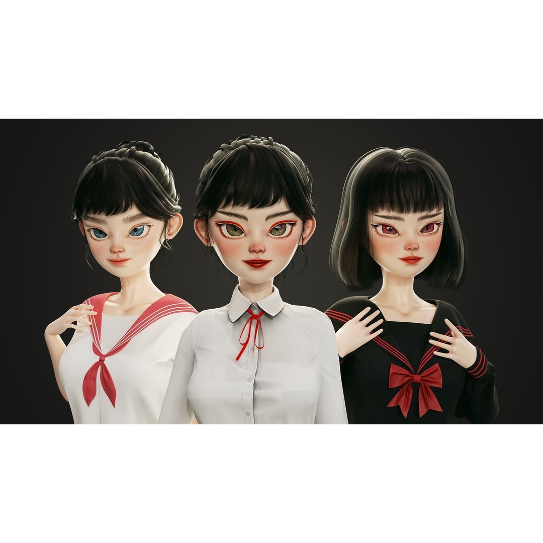 Eika 3D Model – Game-Ready Low-Poly Character with Customization - View 4
