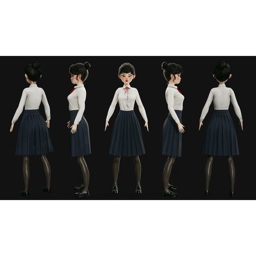 Eika 3D Model – Game-Ready Low-Poly Character with Customization - View 5