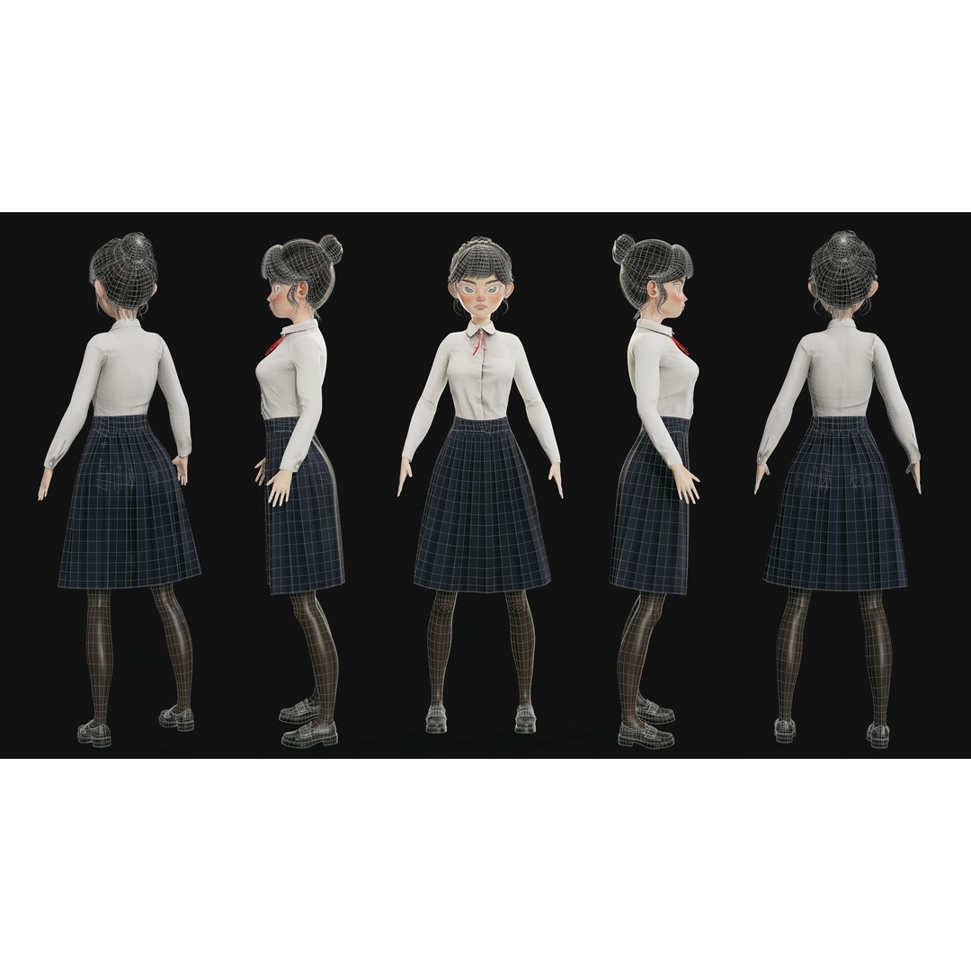 Eika 3D Model – Game-Ready Low-Poly Character with Customization - View 6