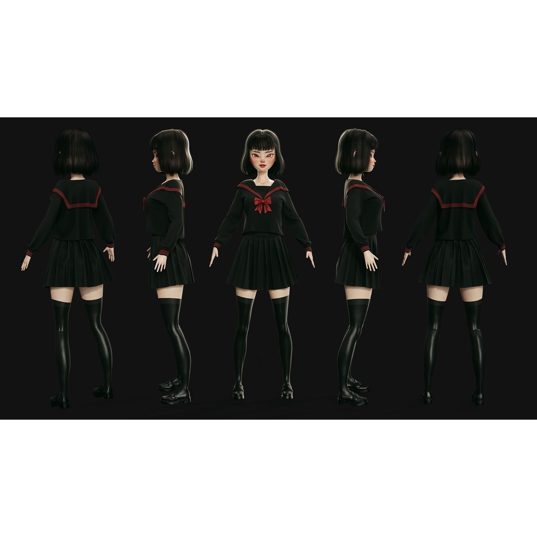 Eika 3D Model – Game-Ready Low-Poly Character with Customization - View 7