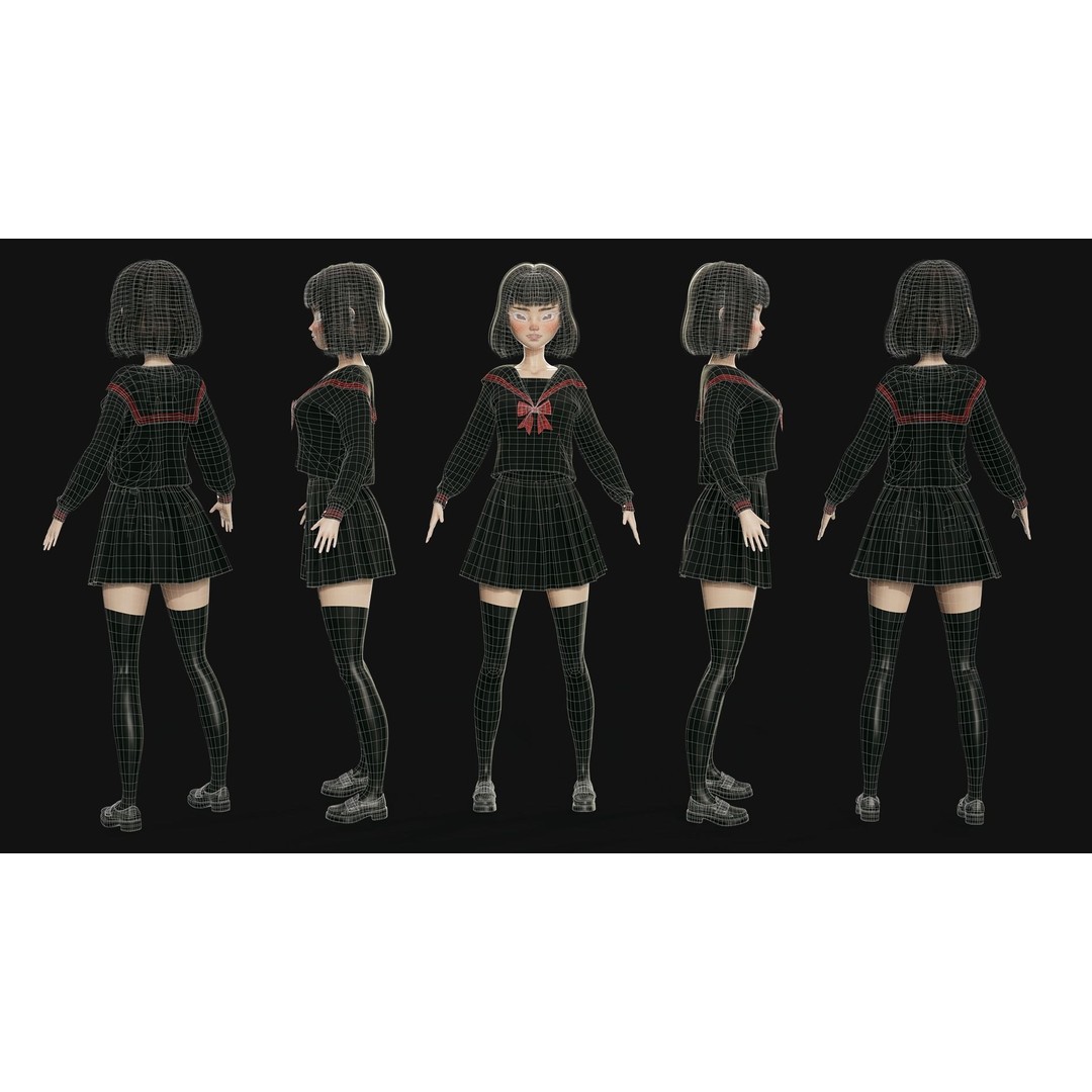 Eika 3D Model – Game-Ready Low-Poly Character with Customization - View 8