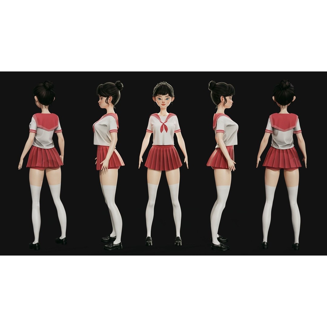 Eika 3D Model – Game-Ready Low-Poly Character with Customization - View 9