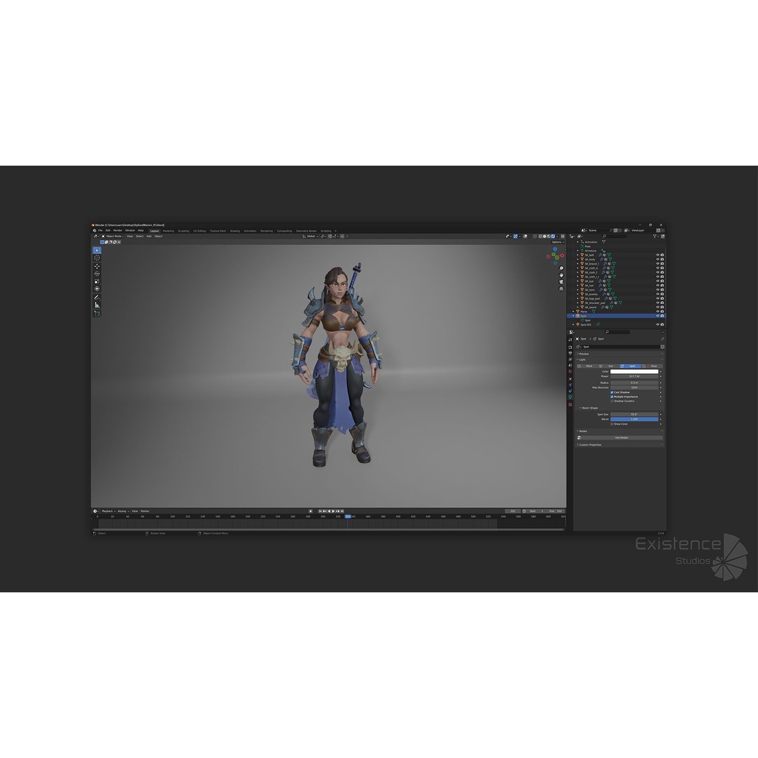 Stylized Warrior 05 3D Model – Low Poly Fantasy Character, Rigged PBR - View 12