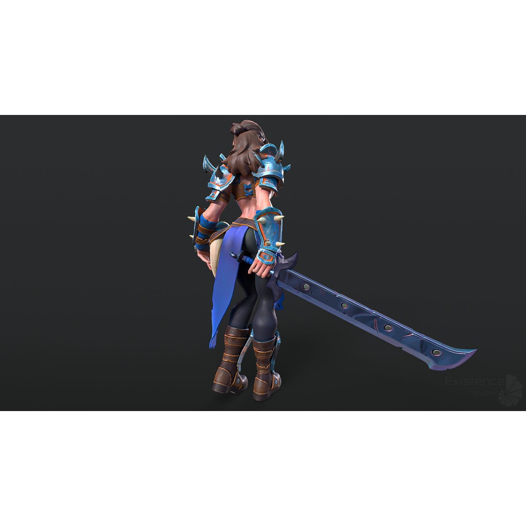 Stylized Warrior 05 3D Model – Low Poly Fantasy Character, Rigged PBR - View 7