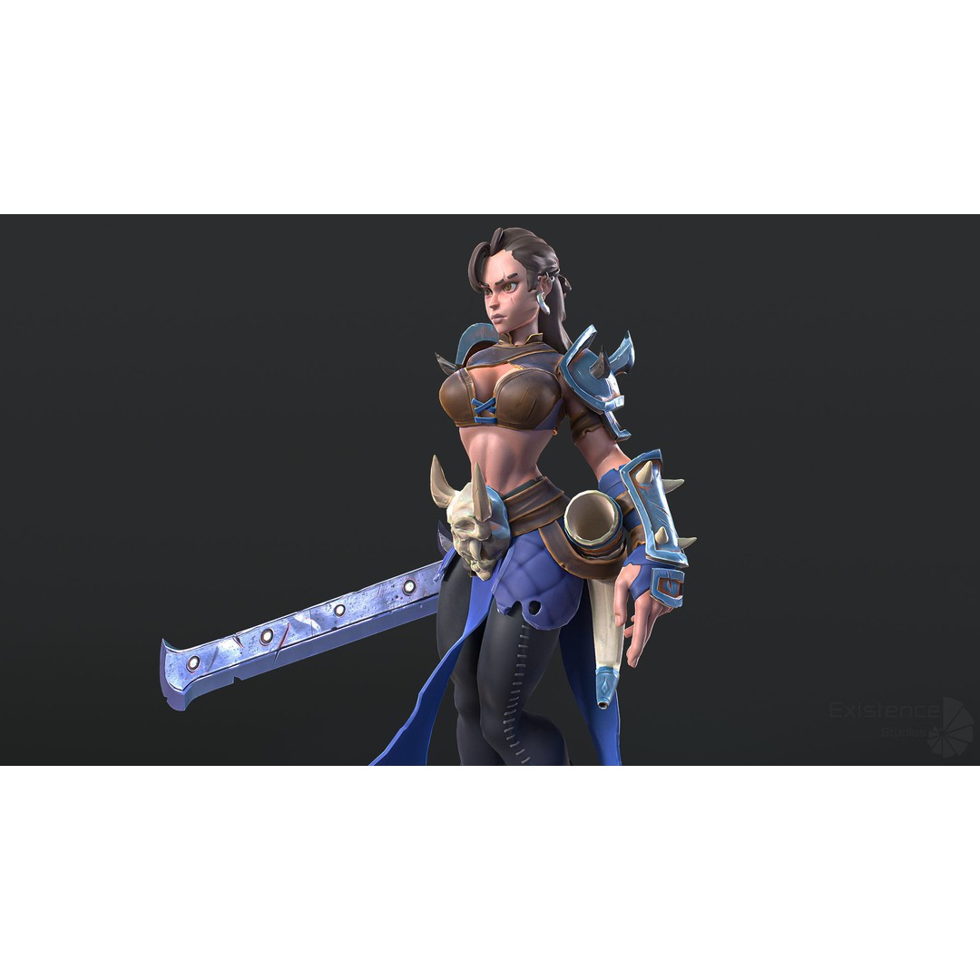 Stylized Warrior 05 3D Model – Low Poly Fantasy Character, Rigged PBR - View 8
