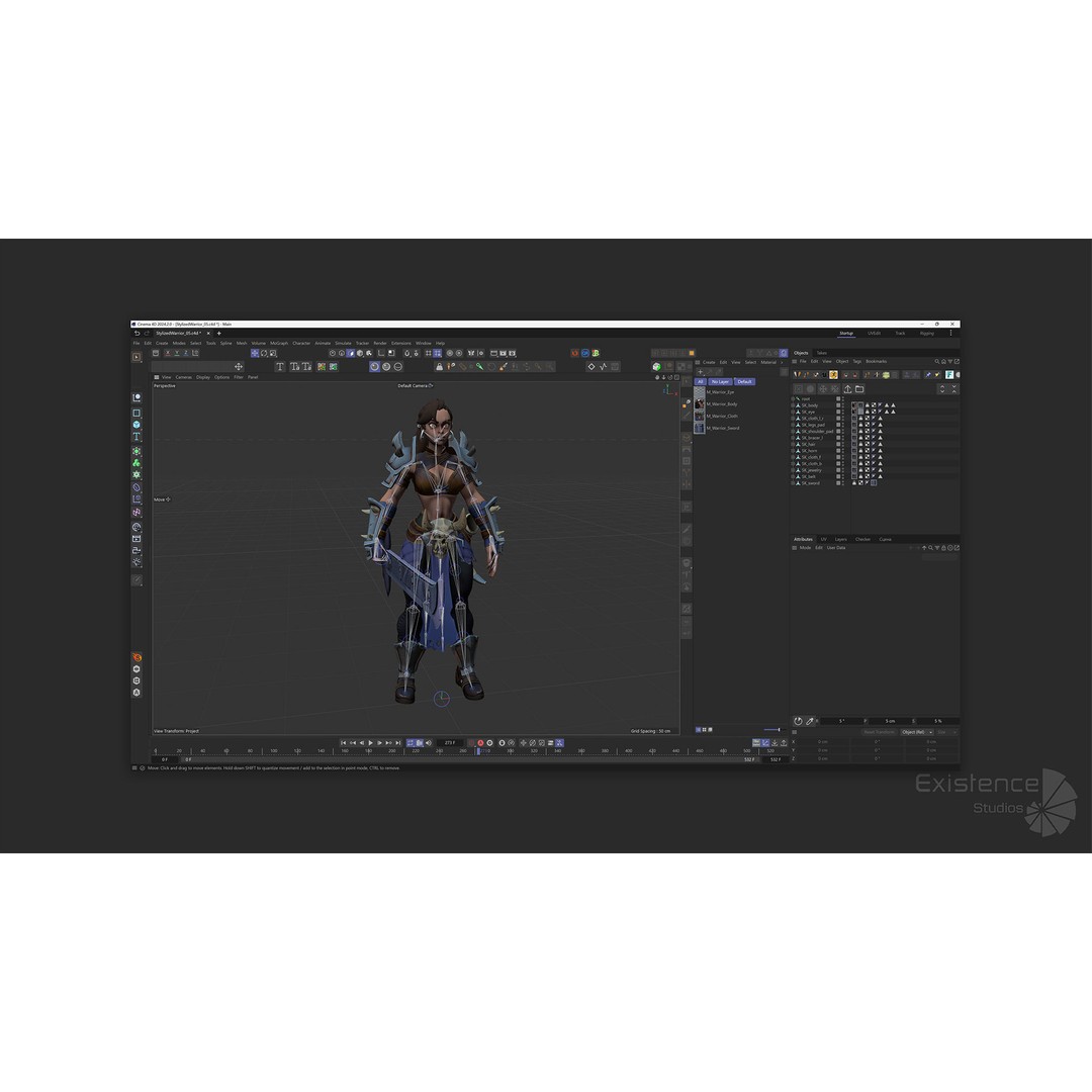 Stylized Warrior 05 3D Model – Low Poly Fantasy Character, Rigged PBR - View 9