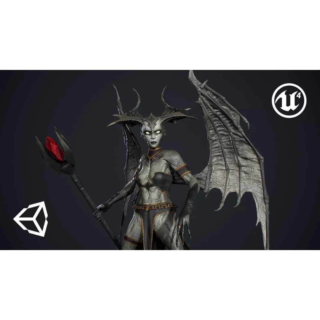 Succubus 3D Model – Low Poly Animated Character, FBX - View 2