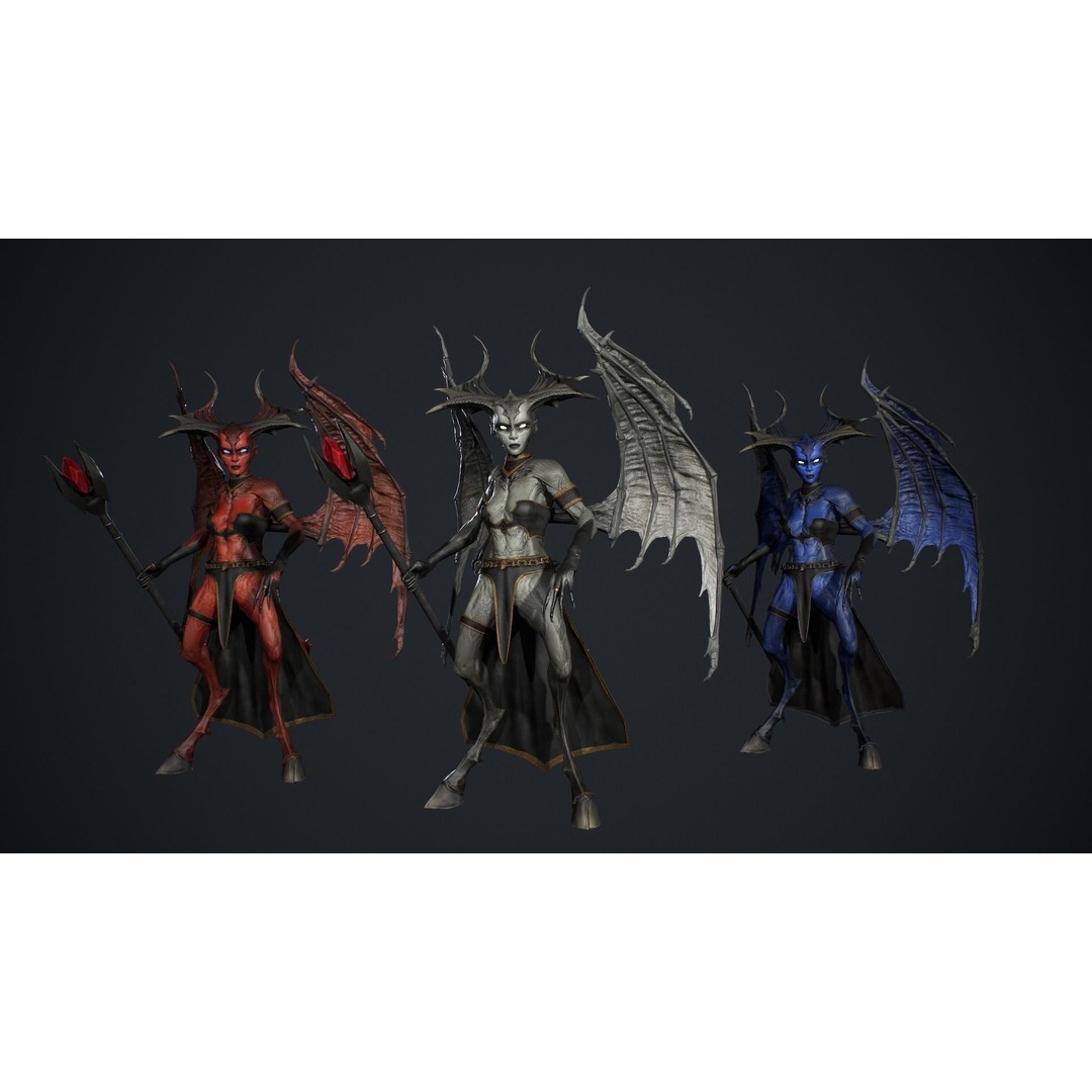 Succubus 3D Model – Low Poly Animated Character, FBX - View 4
