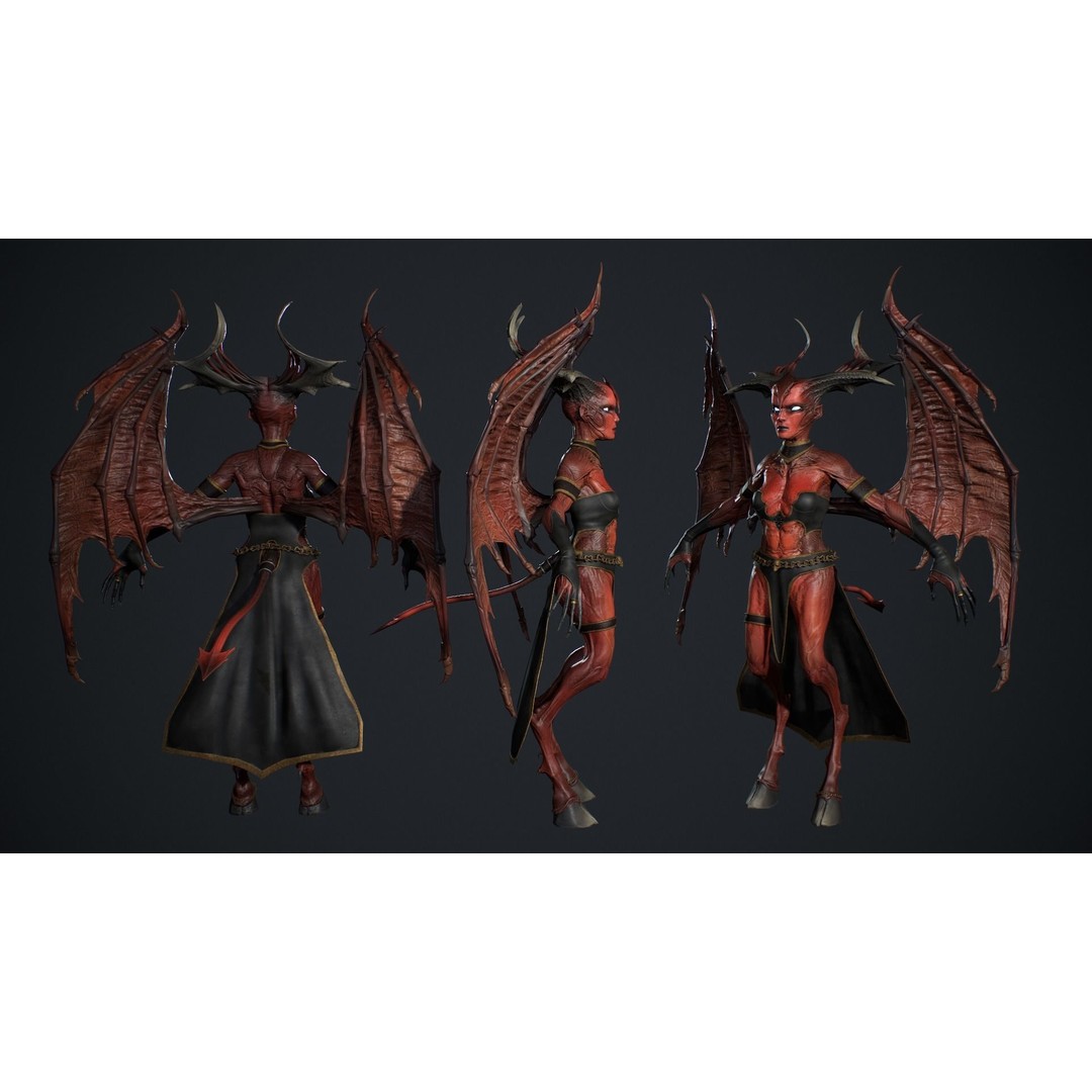 Succubus 3D Model – Low Poly Animated Character, FBX - View 6