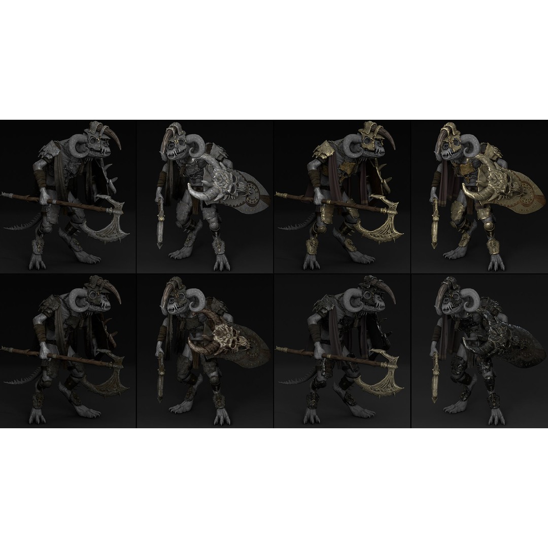 Brutal Armor 3D Model – Low Poly Rigged Character Armor Set